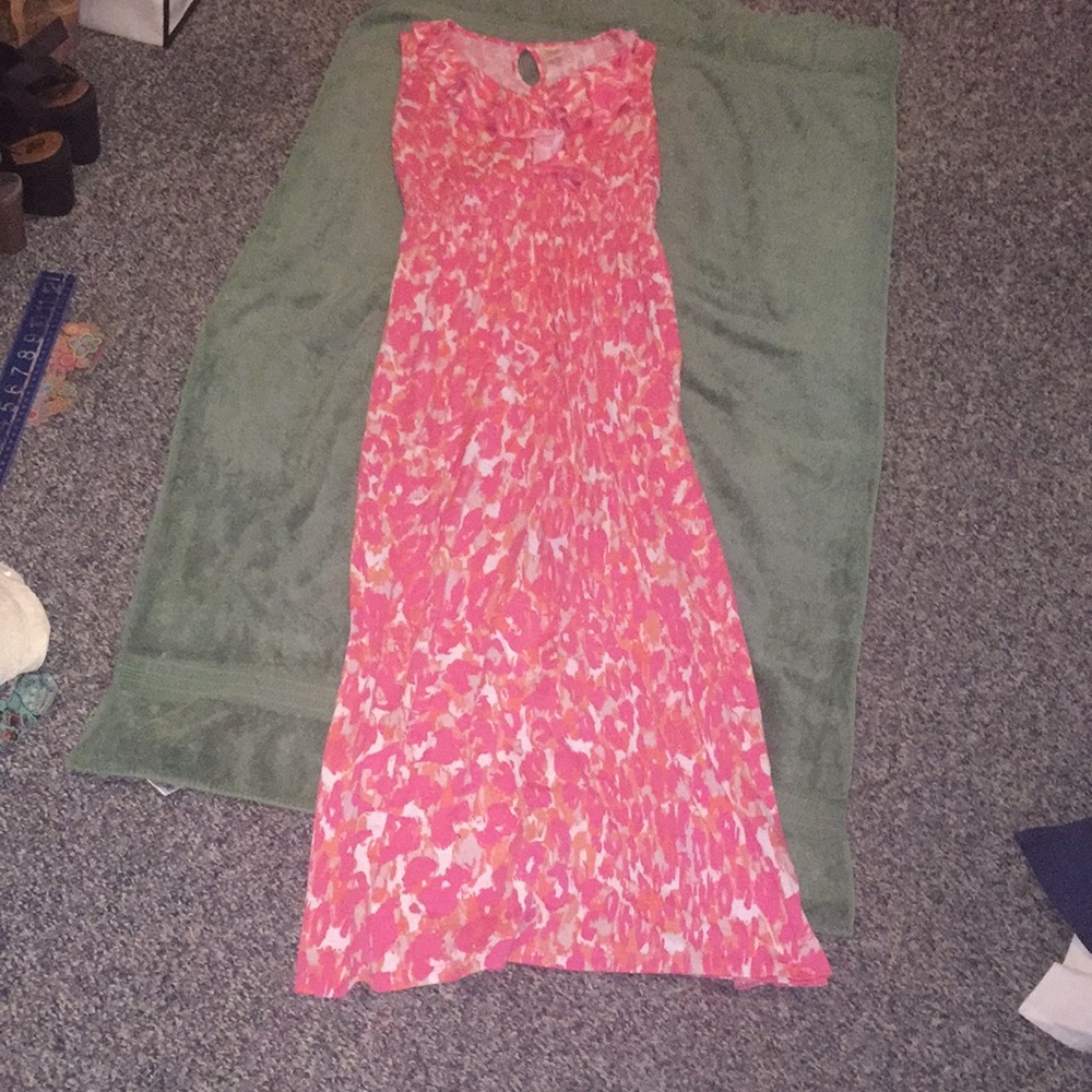 Pink and white maxi summer dress